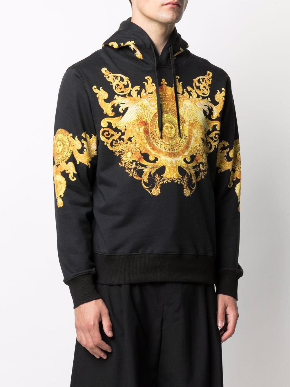 baroque-print cotton hoodie - 4