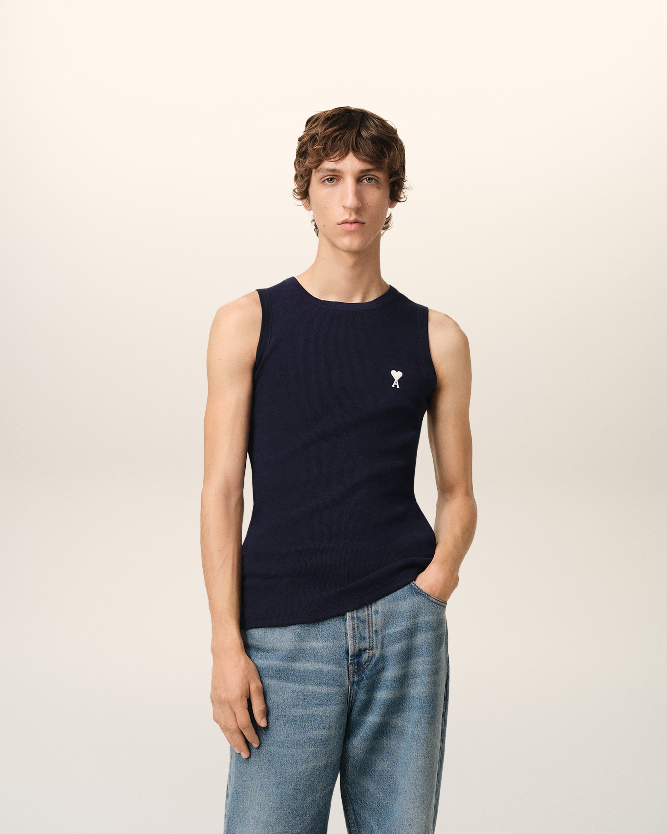 NAVY COTTON RIB AMI DE COEUR TANKTOP - 2