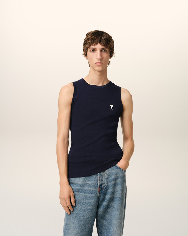 AMI Paris NAVY COTTON RIB AMI DE COEUR TANKTOP outlook