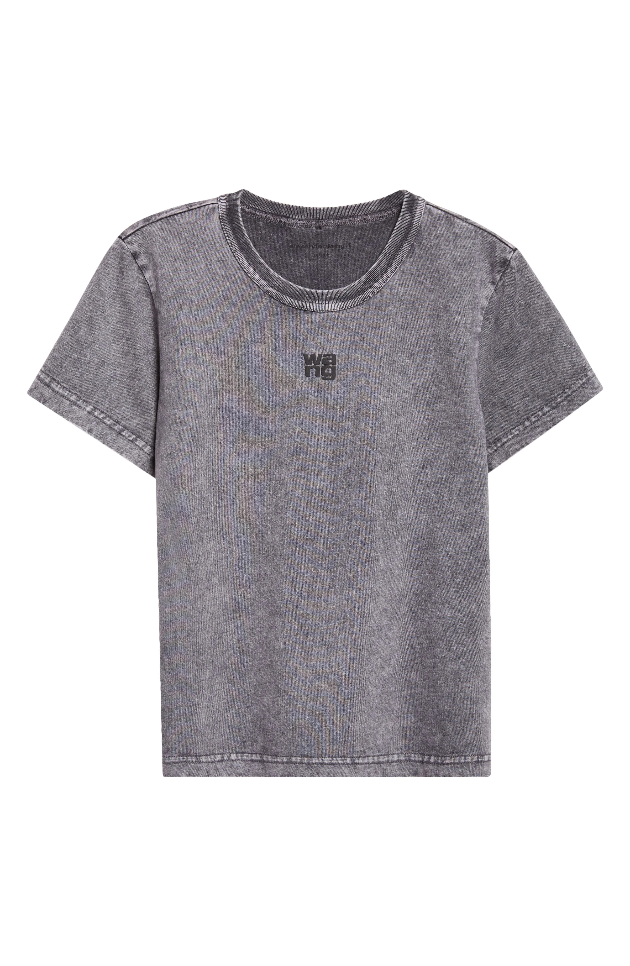 Alexander Wang Puff Logo Shrunken Cotton Jersey T-Shirt in Washed Granite at Nordstrom - 1