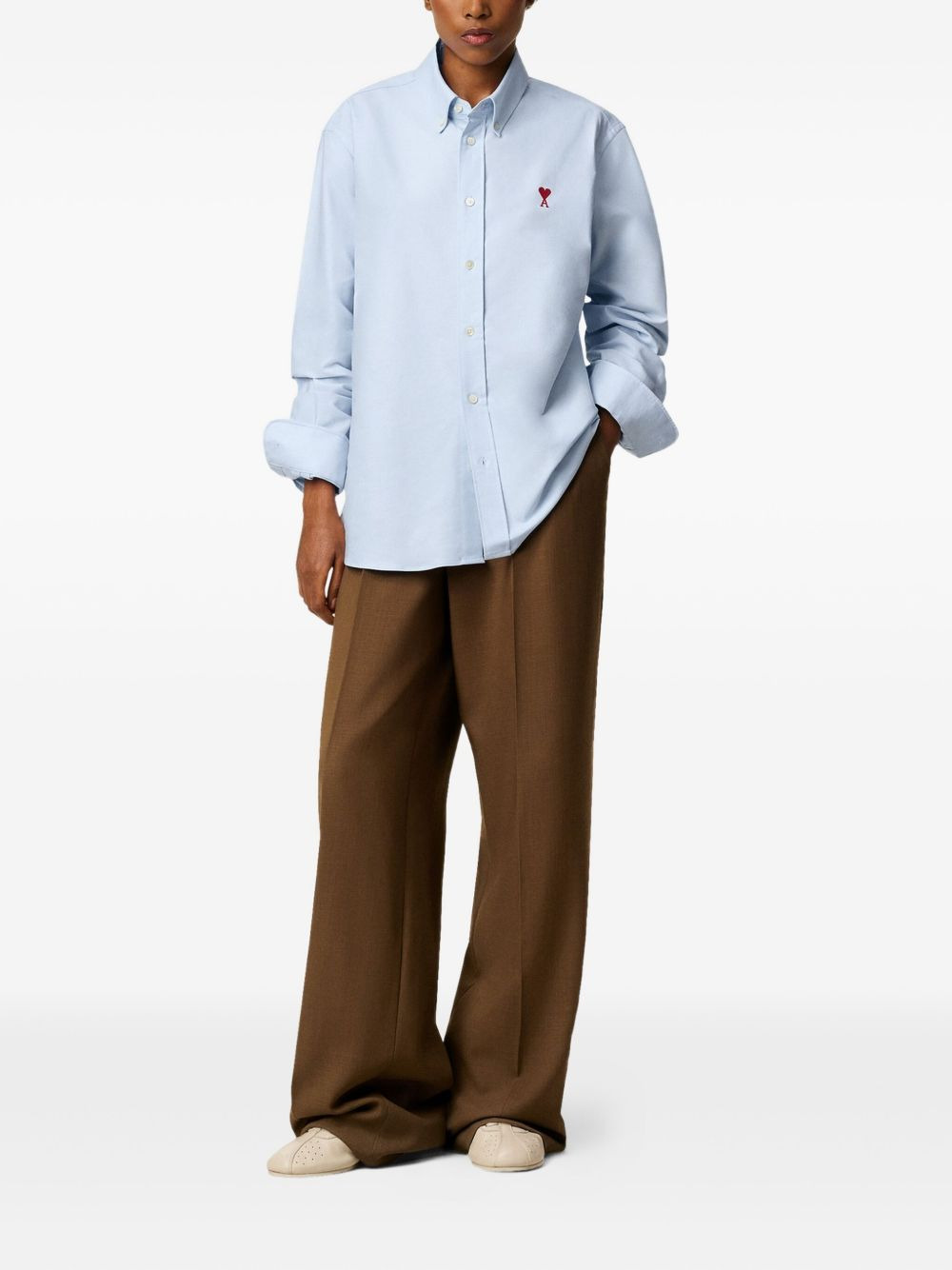 logo-embroidered cotton shirt - 2