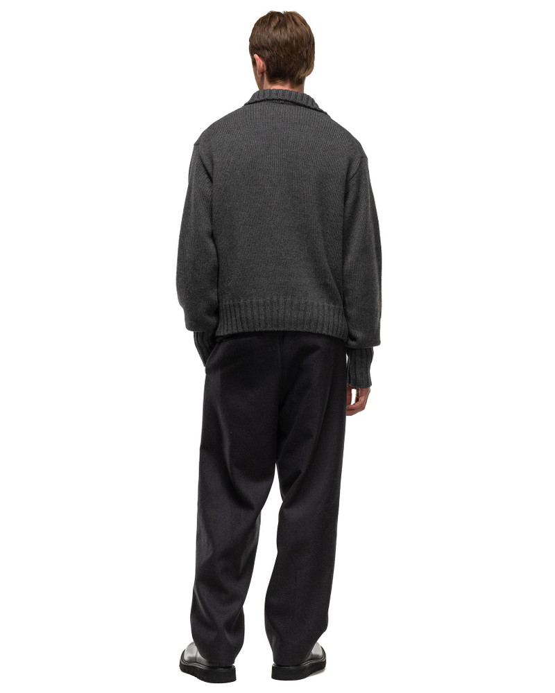 AURALEE Wool Soft Cord Knit Half Zip P/O Top Charcoal - A24AP02FL