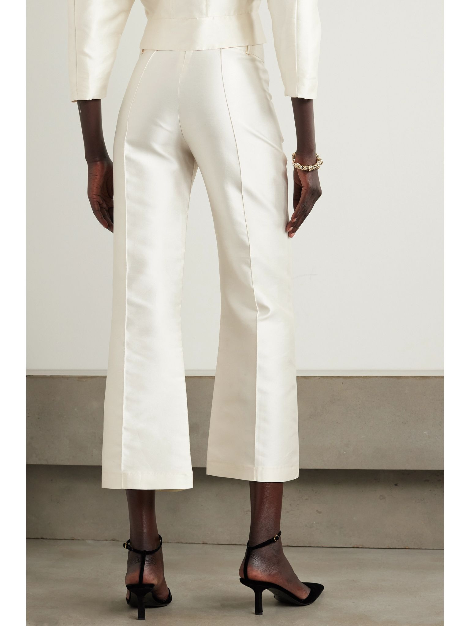 Yoshitomo pleated faille wide-leg pants White - 3