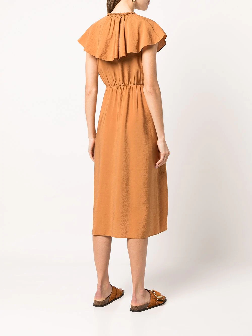 ruffled wrap midi dress - 4