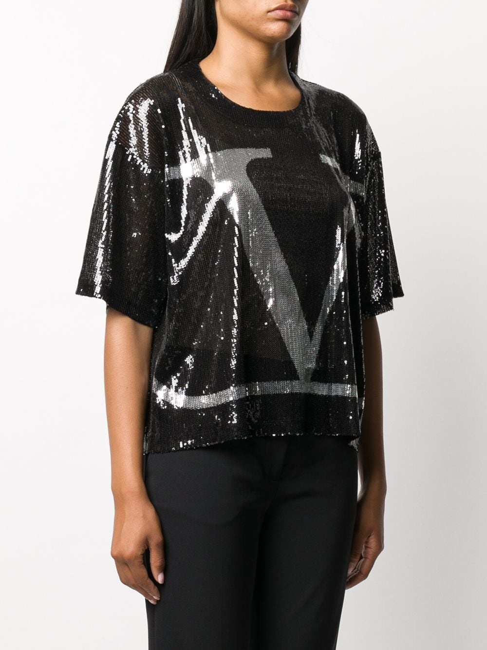 sequin-detail VLOGO T-shirt - 3