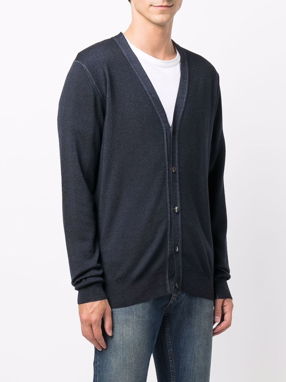 contrast-trim virgin wool cardigan - 3