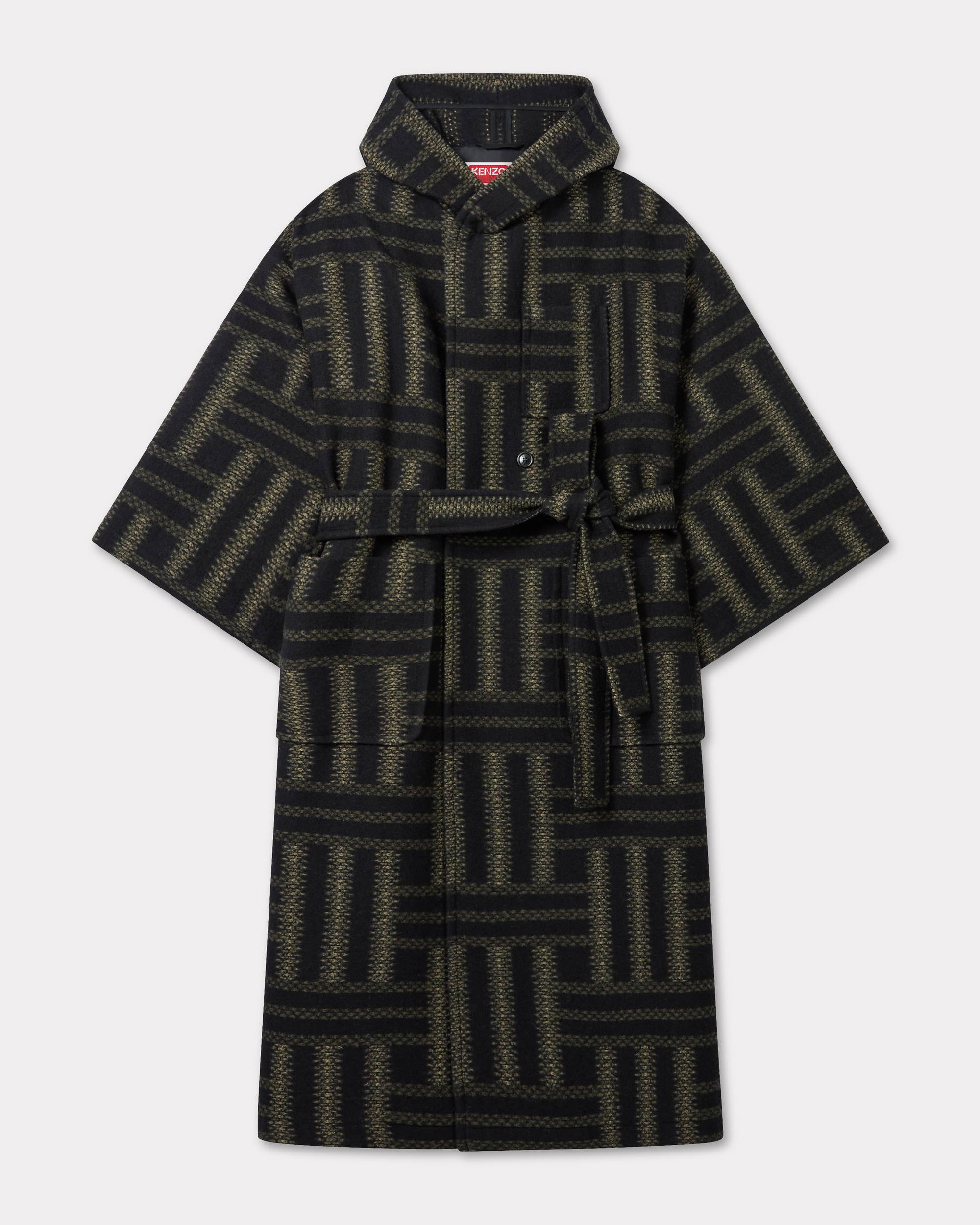 'KENZO Weave' double breasted coat in virgin wool with kimono sleeves - 1