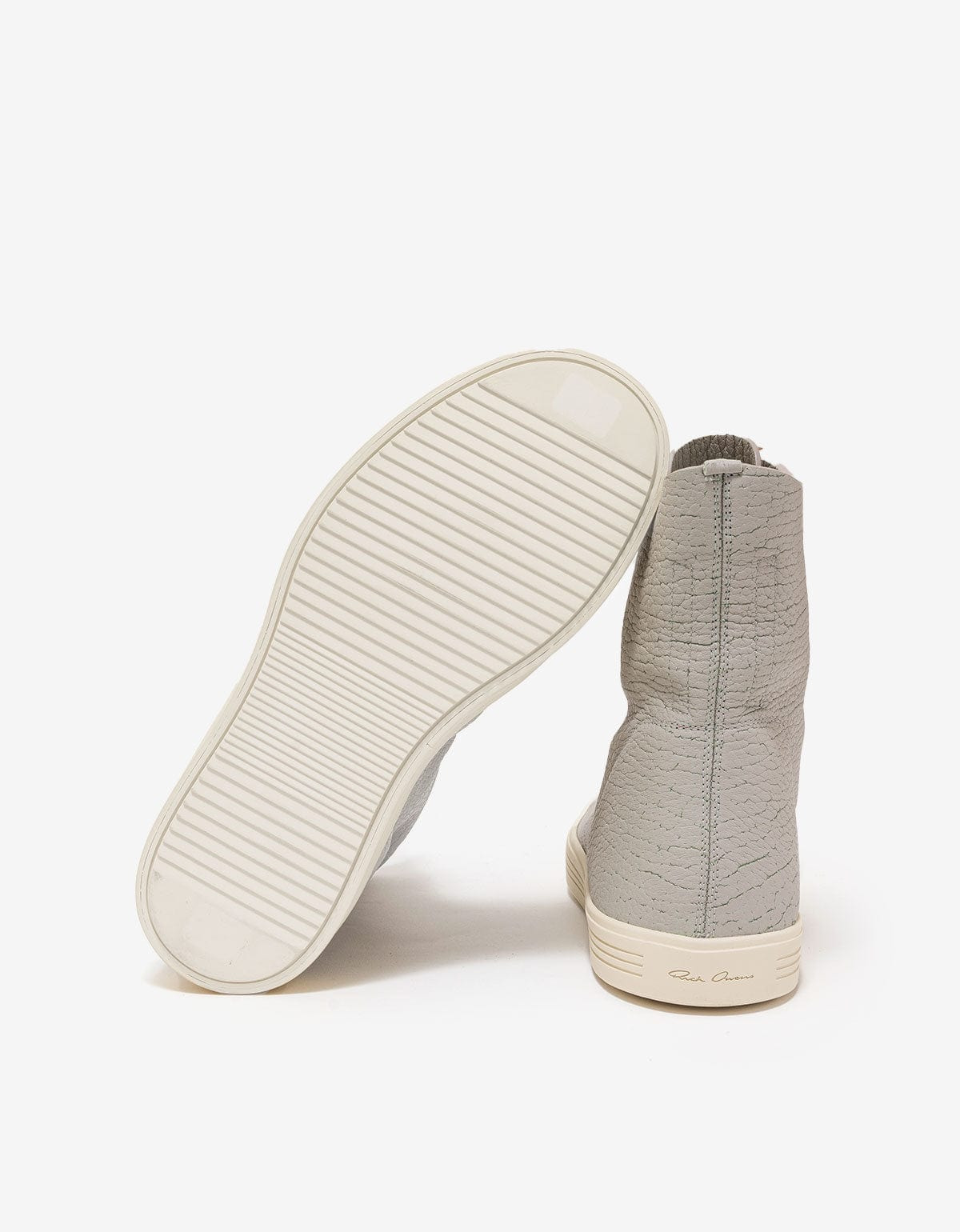 Rick Owens Mastosneaks Grey Grain Leather High Top Trainers - AW16 - 3