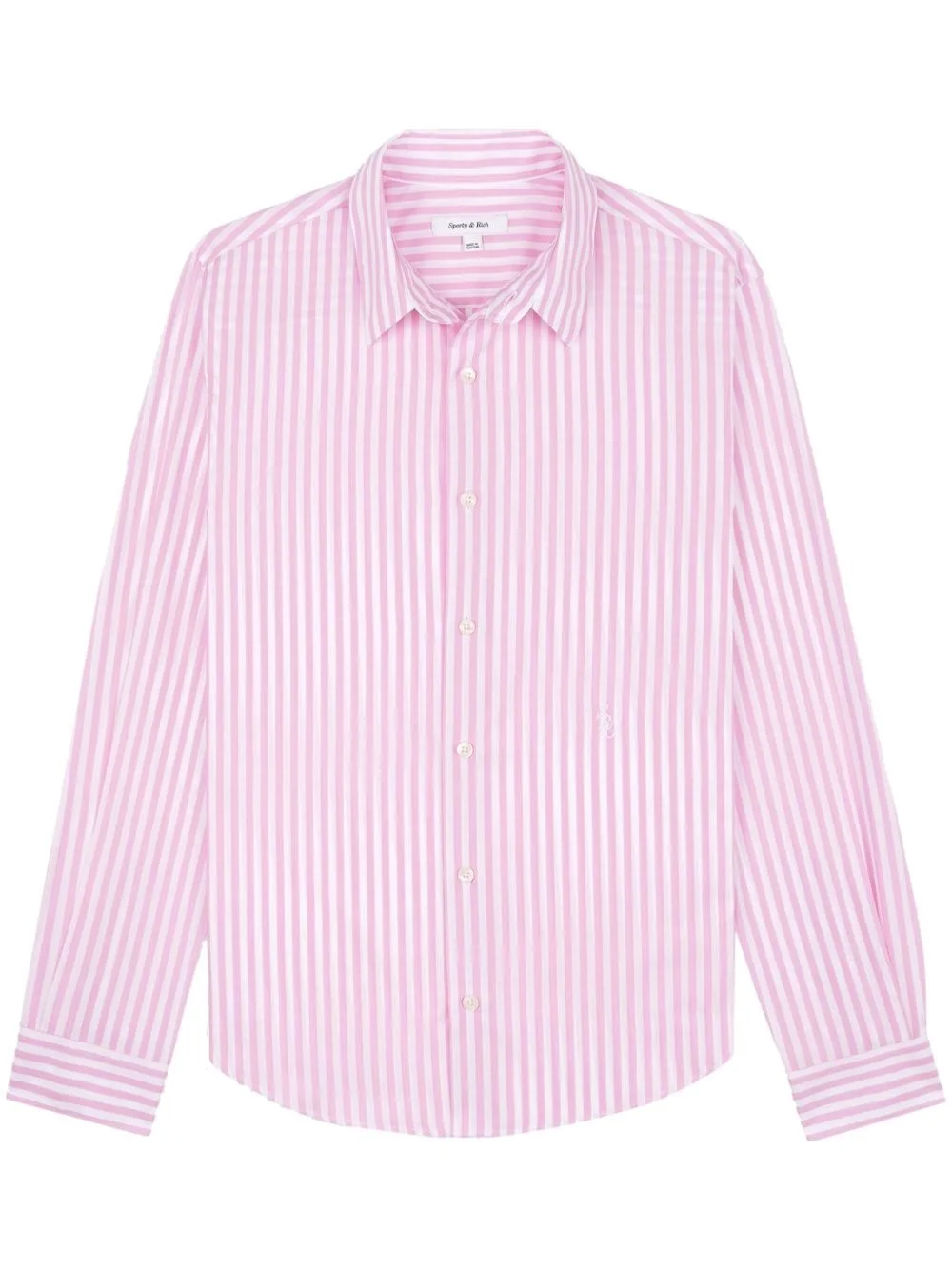 logo-embroidered striped shirt - 1