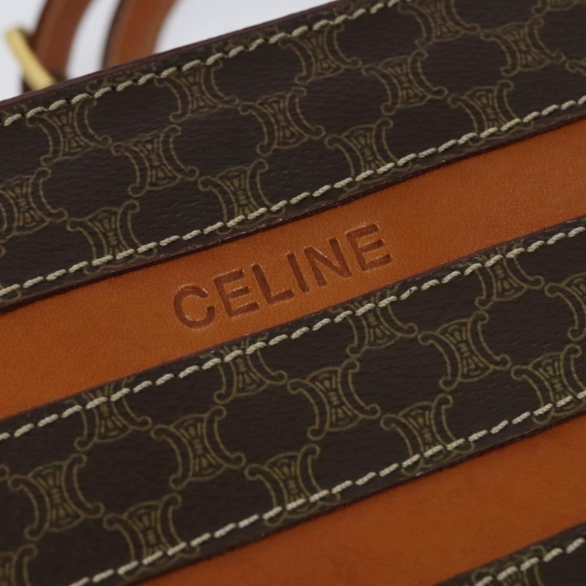 CELINE Macadam Canvas Backpack Pvc Leather Brown - 14