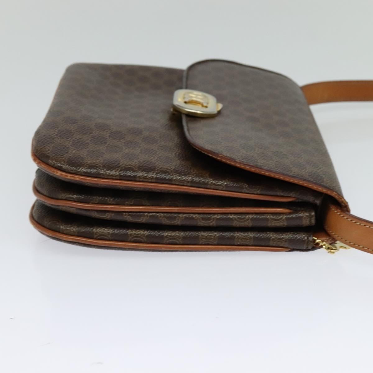 CELINE Macadam Canvas Shoulder Bag Pvc Leather Brown - 4