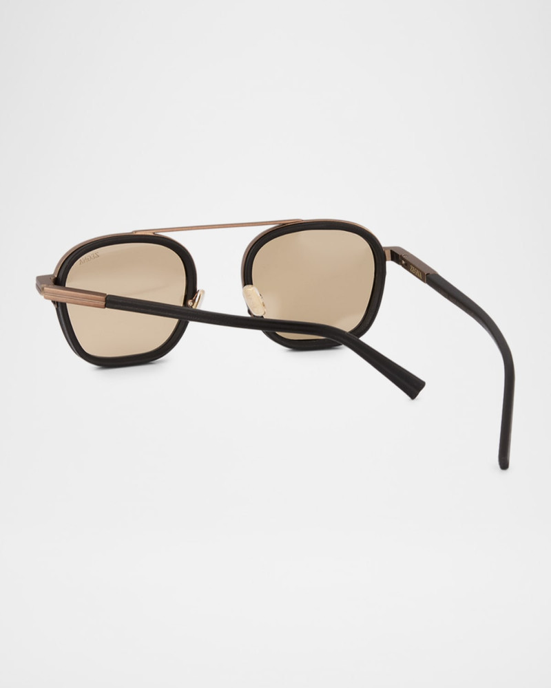 ZEGNA Men's Orizzonte Metal Square Sunglasses outlook
