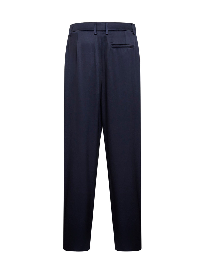 GIORGIO ARMANI Blue double silk satin one-pleat trousers outlook