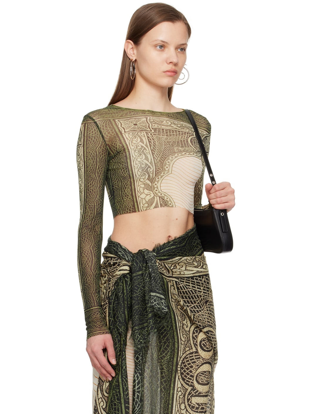 Green & Off-White 'The Cartouche' Long Sleeve T-Shirt - 2