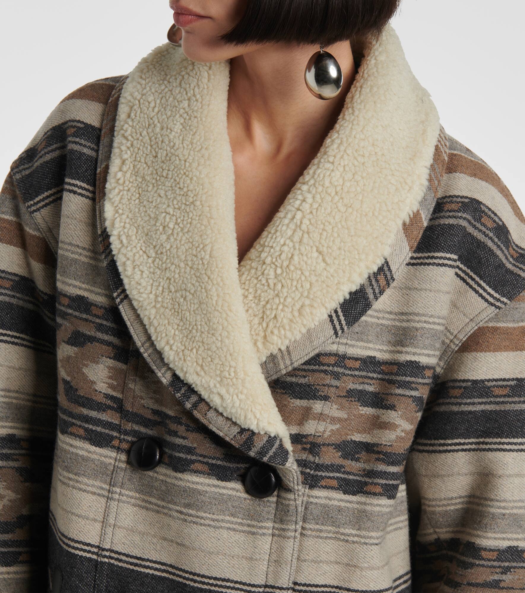 Dorcas faux shearling-trimmed peacoat - 5