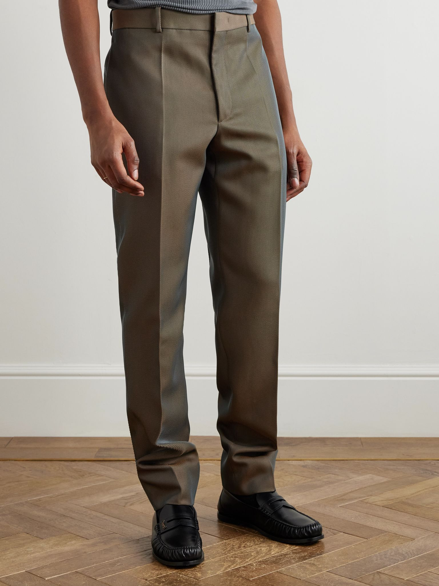 Straight-Leg Virgin Wool-Blend Twill Trousers Beige - 3