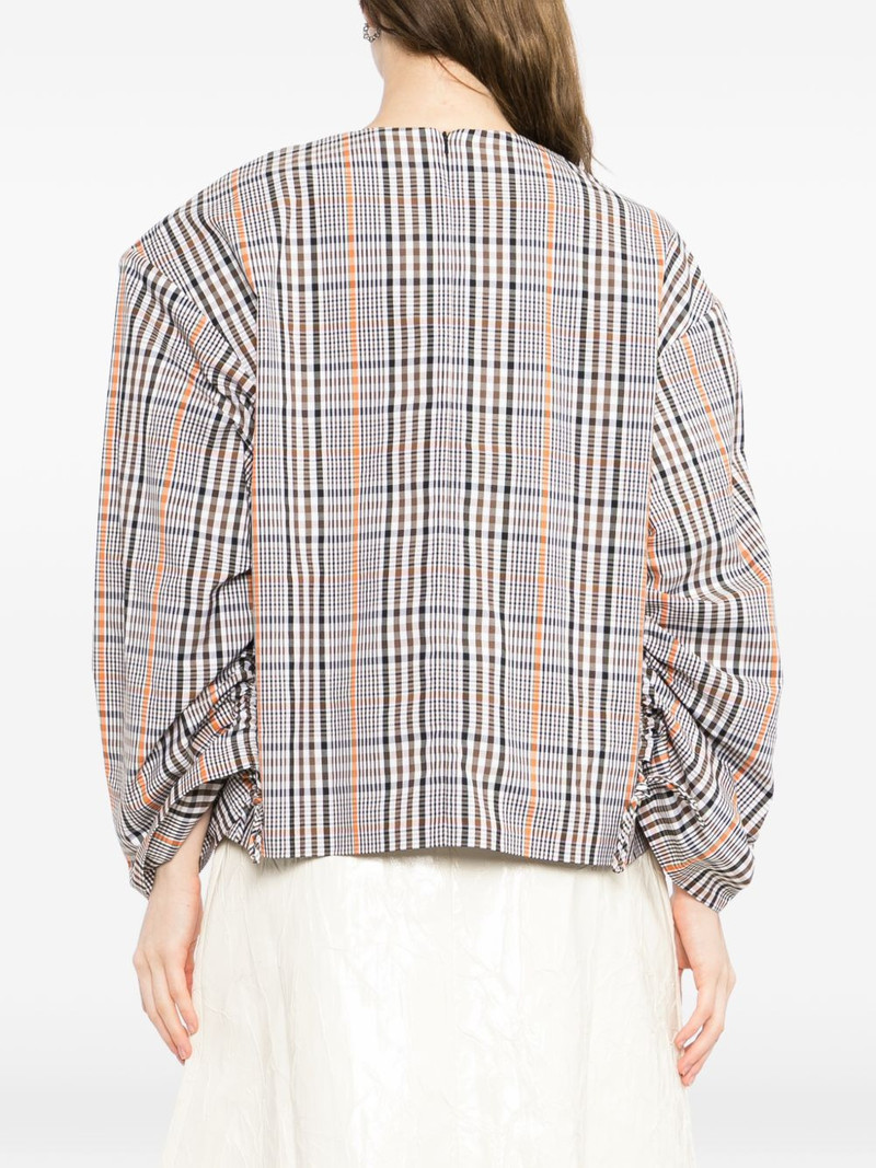 checked drawstring-sleeve blouse 4