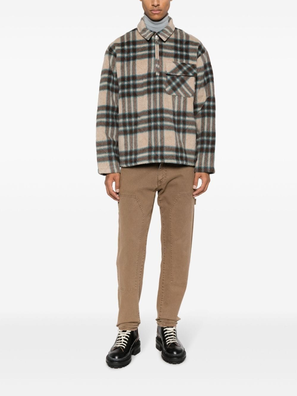 checked quilted shirt jacket - 2