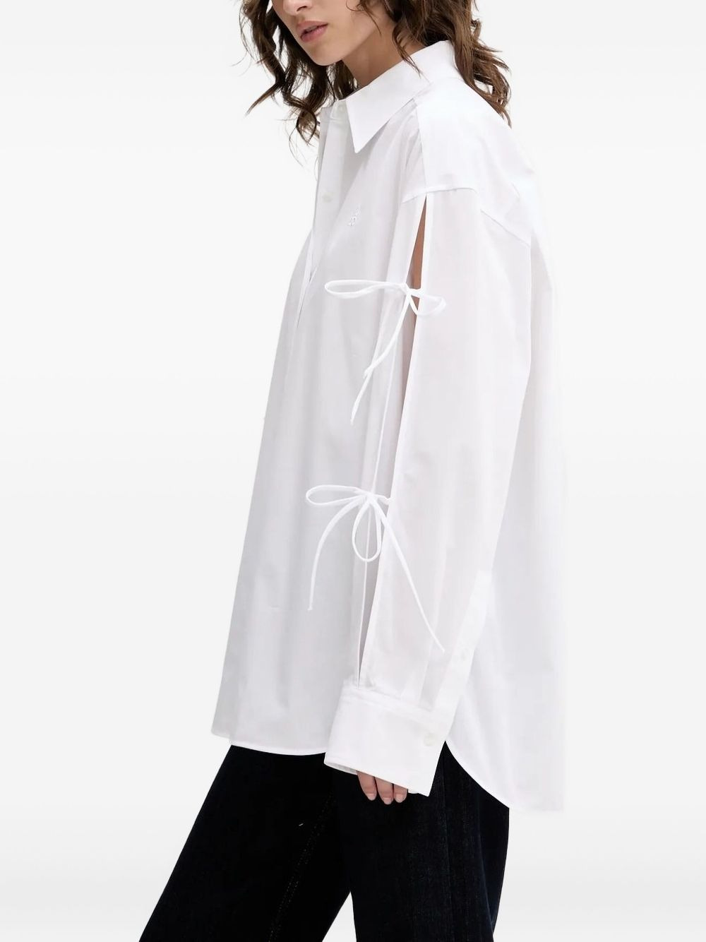 slit-sleeve tie-detail shirt - 2