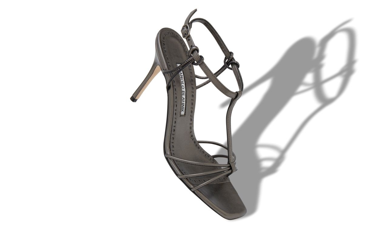 Graphite Nappa Leather Open Toe Sandals - 2