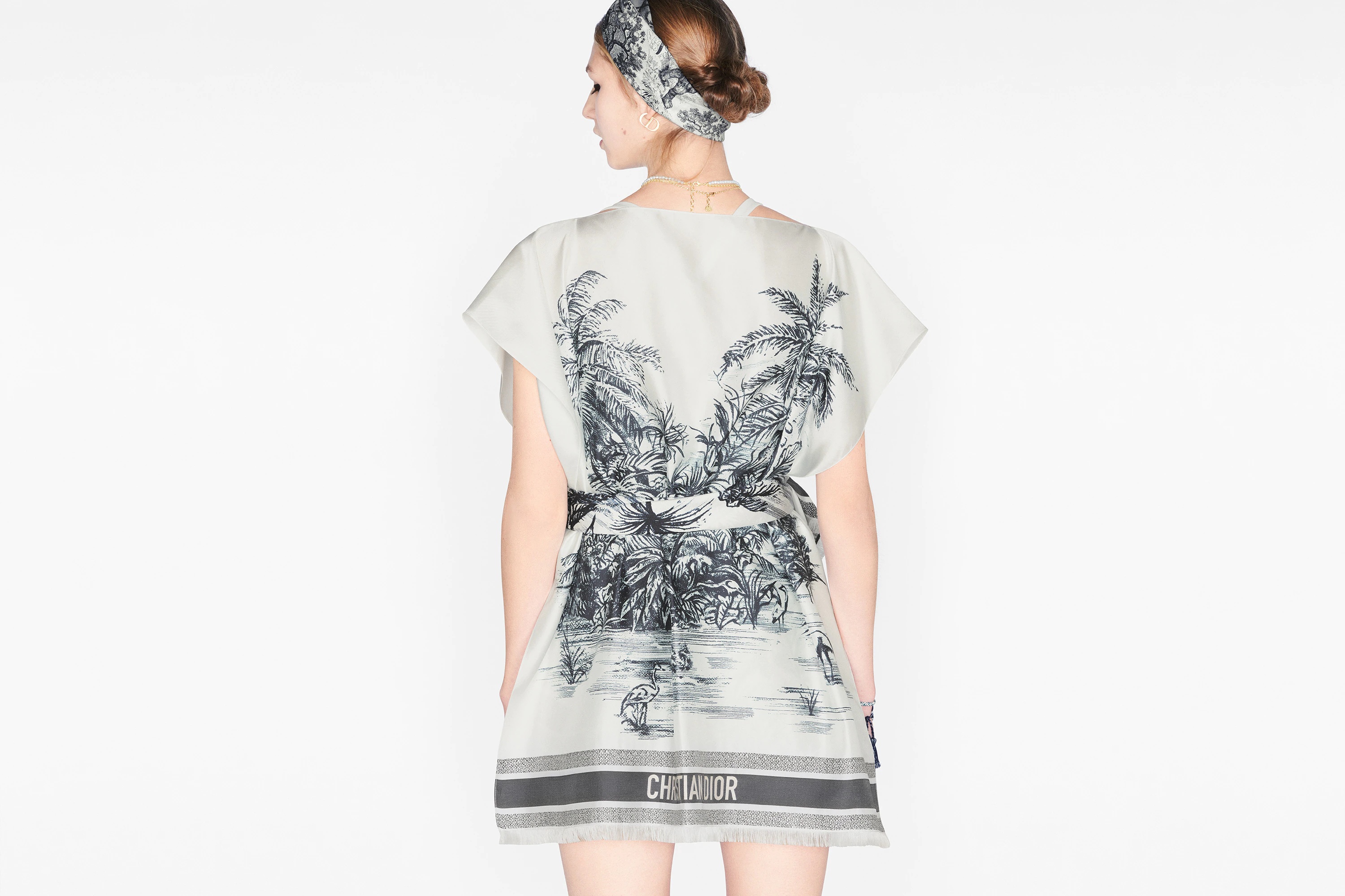 Toile de Jouy Palms Poncho - 6