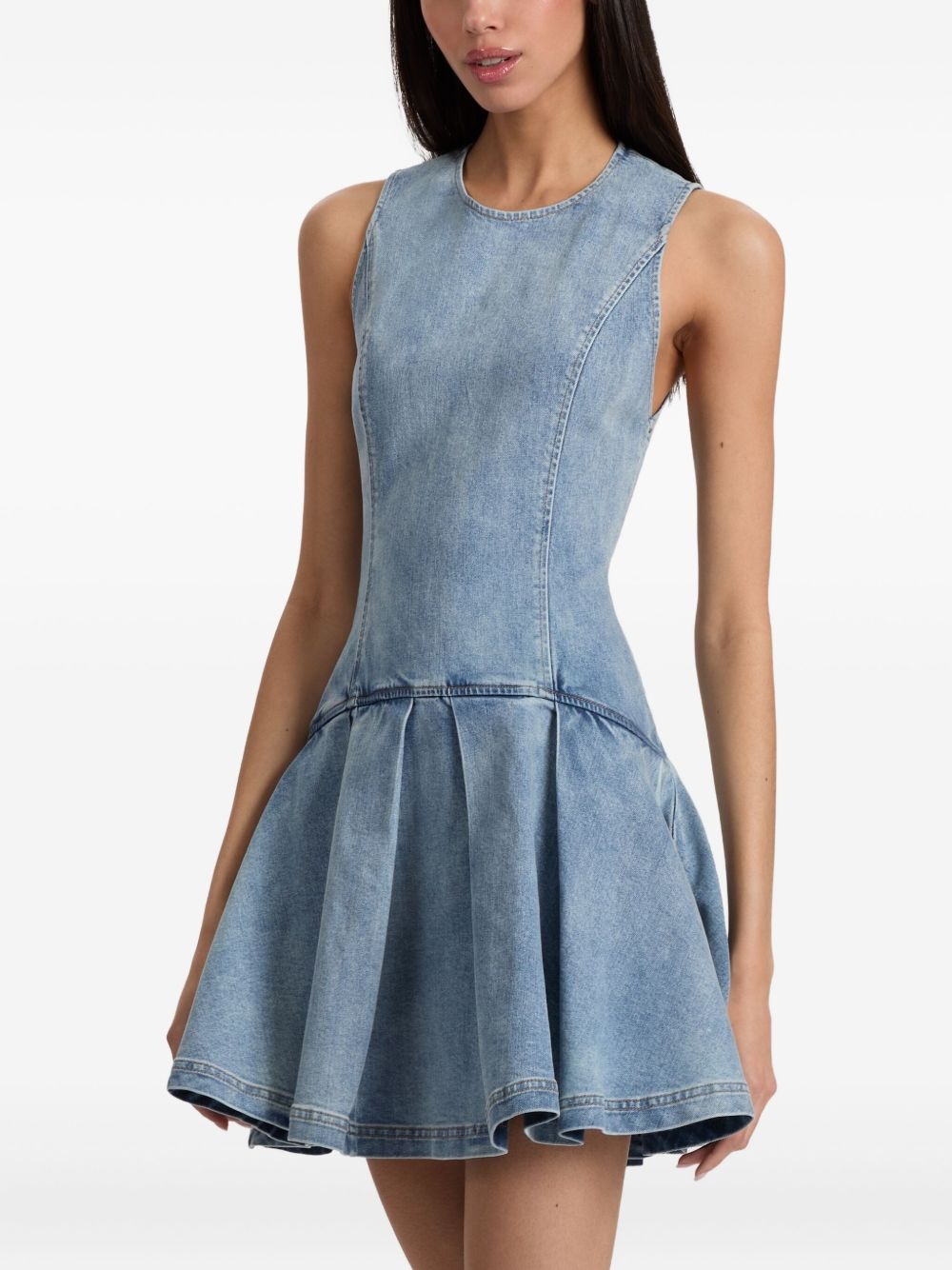 Adley sleeveless pleated denim mini dress - 4