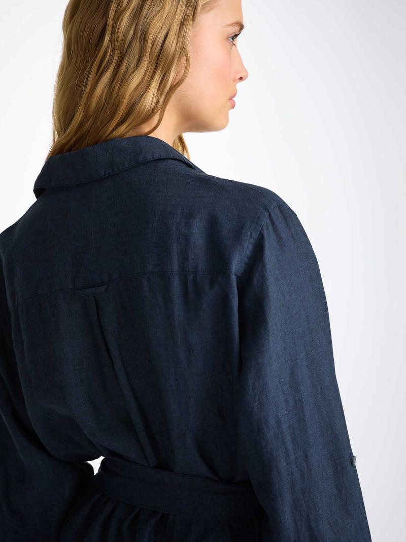 Women's Dress Sicily Linen Navy 6