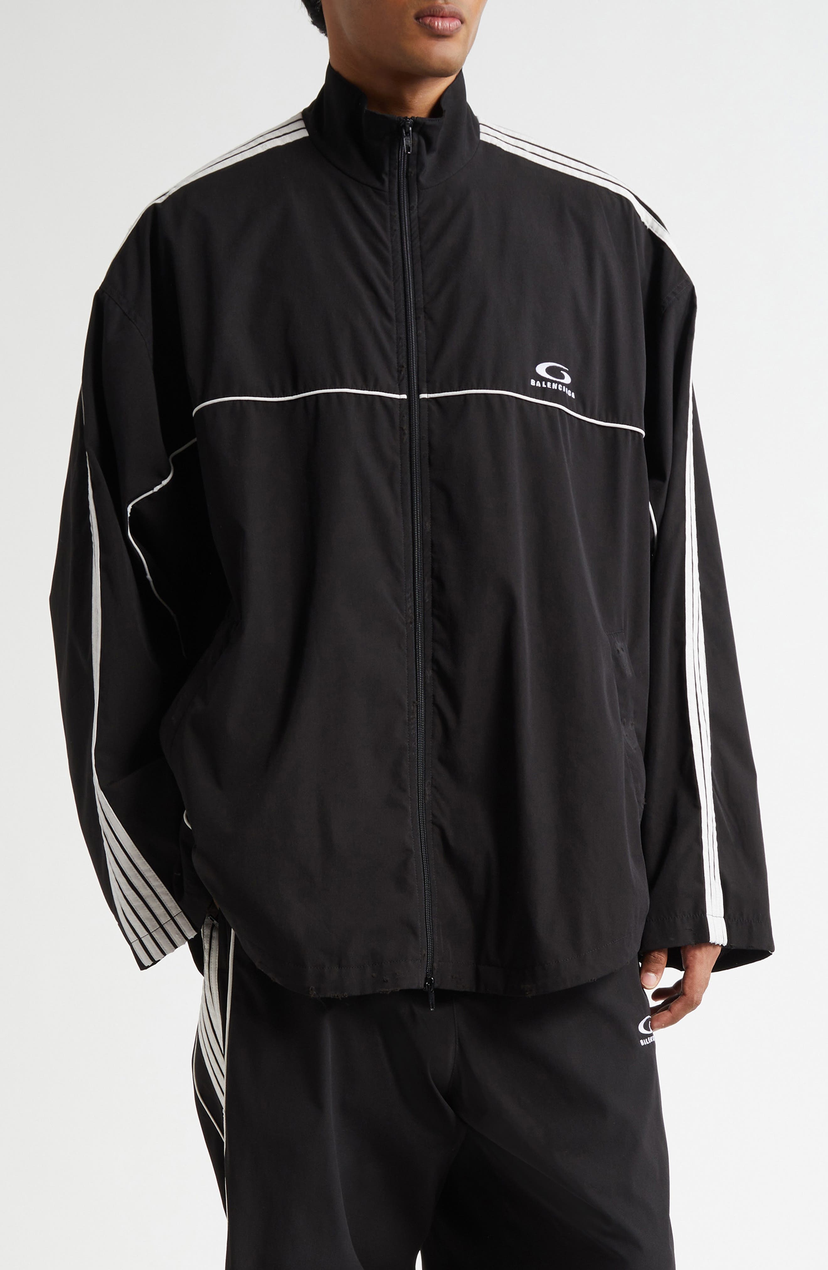 Balenciaga Tracksuit Jacket in 1000 Black at Nordstrom - 1