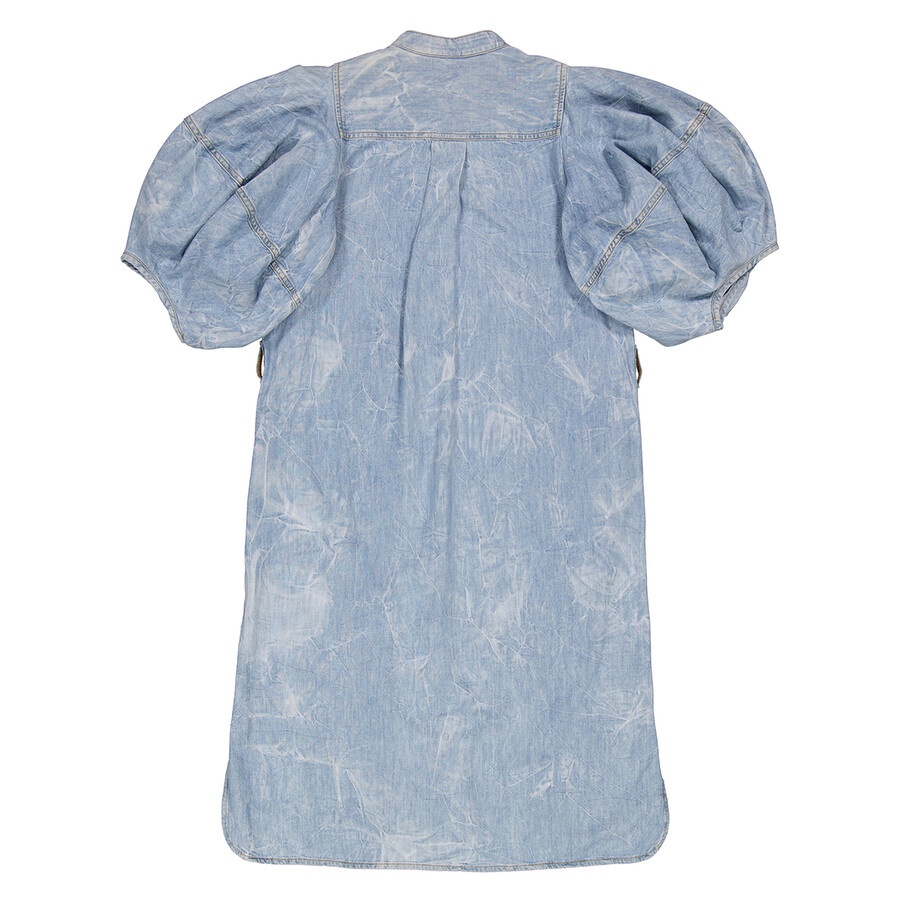 Stella Mccartney Crinkle Blue Denim Puff Sleeve Dress - 2