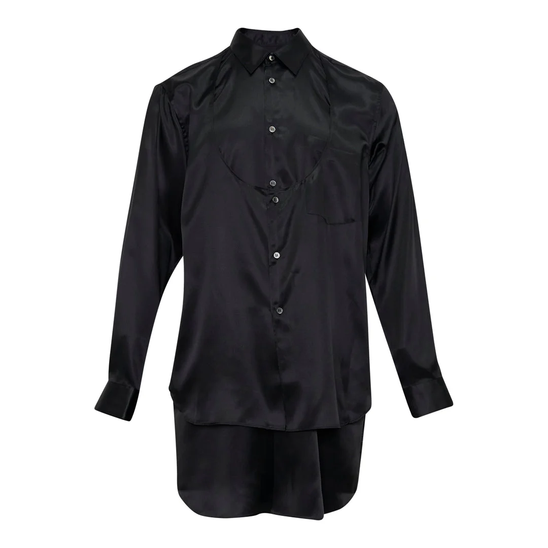 Polyester Satin Long Sleeve Shirt - 1