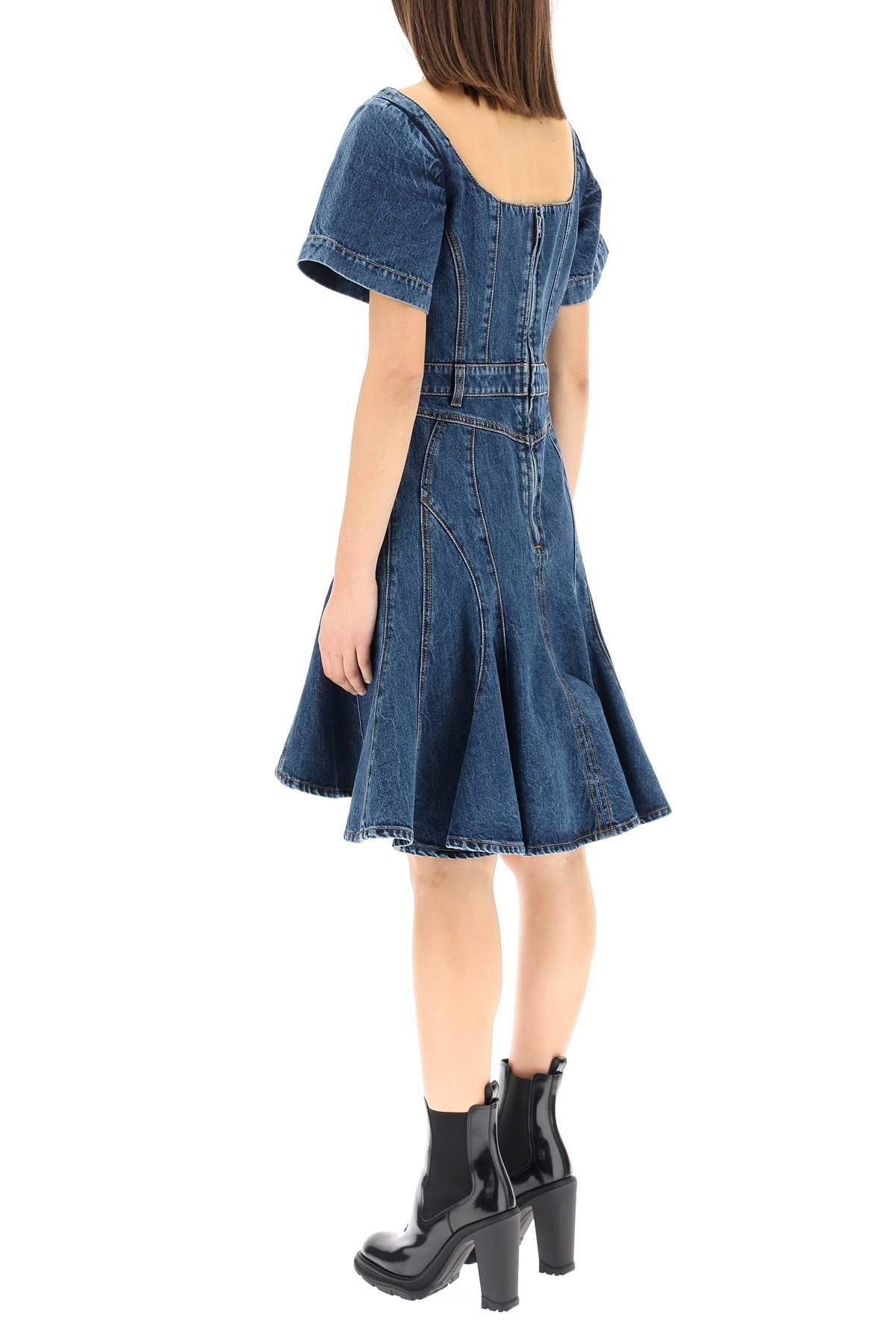 FLUTED DENIM MINI DRESS - 4