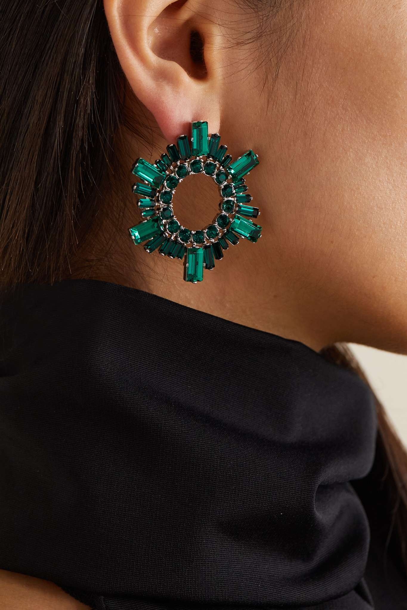 Begum mini silver-tone crystal earrings - 2