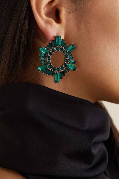 Amina Muaddi Begum mini silver-tone crystal earrings outlook