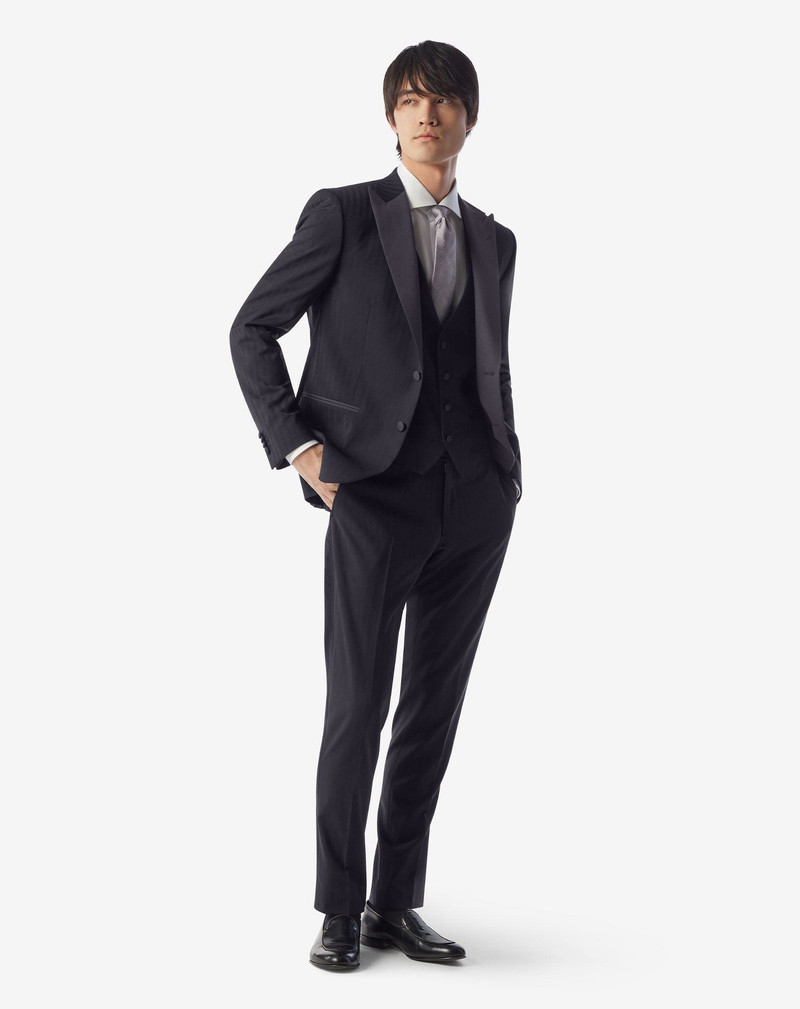 CORNELIANI Navy blue pure wool tuxedo with waistcoat outlook