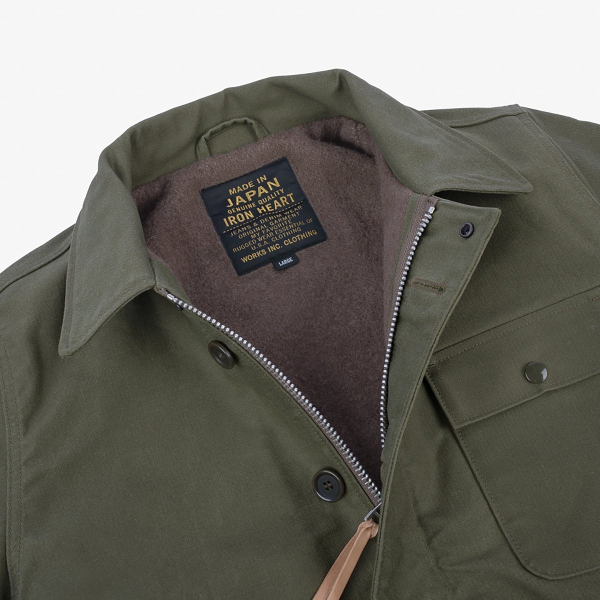 IHM-45-GRN Oiled Whipcord A2 Deck Jacket - Army Green - 10