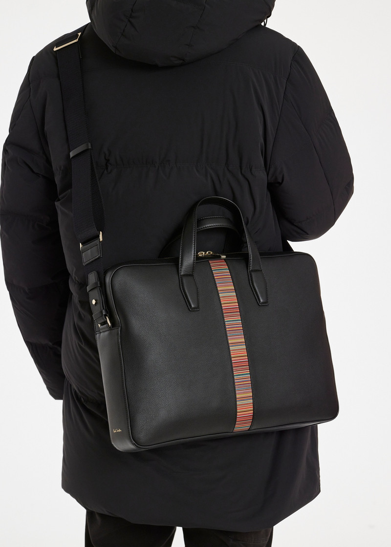 Paul Smith Black Leather 'Signature Stripe' Leather Business Folio outlook