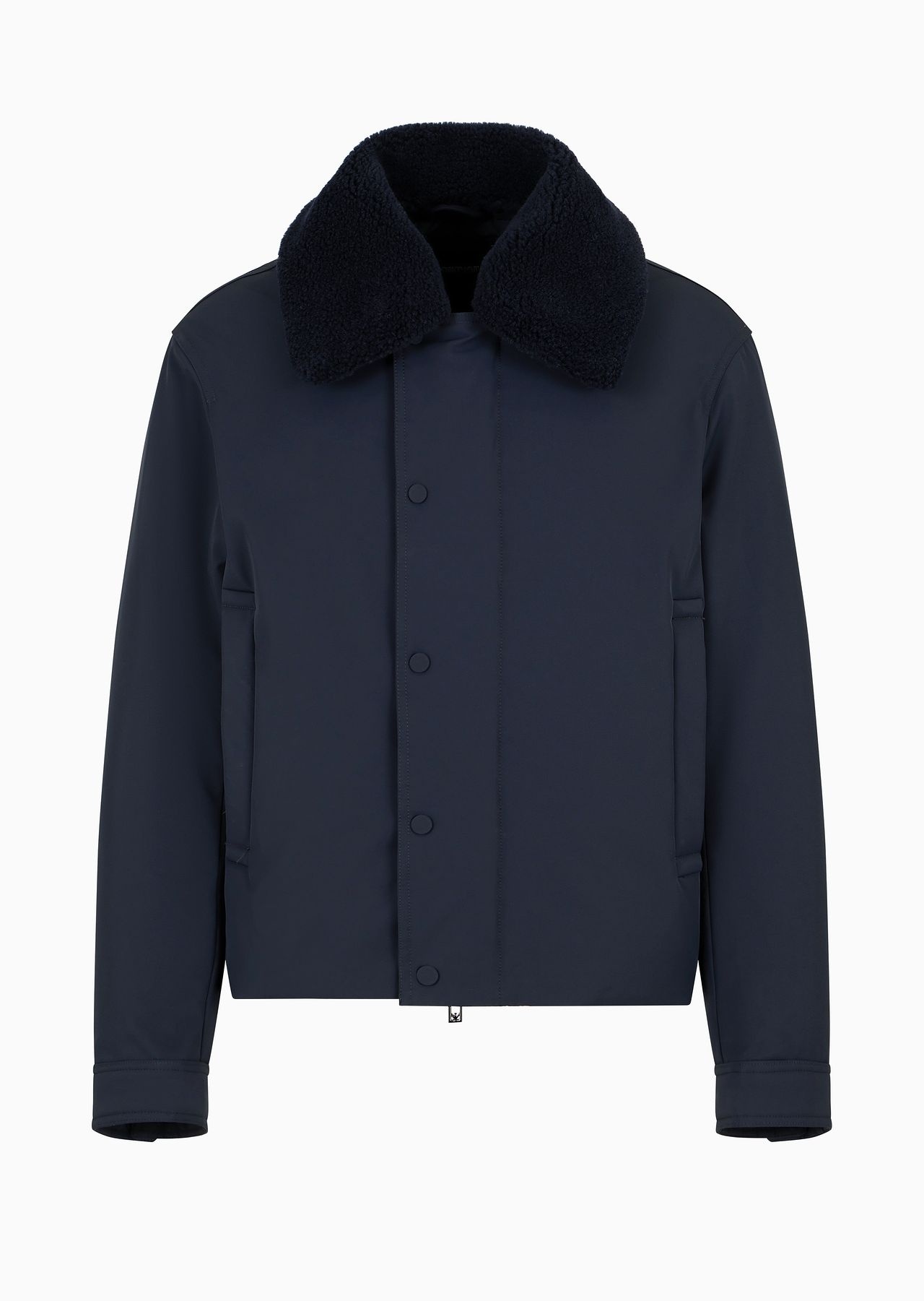 Nylon twill jacket with shearling-effect collar - 1