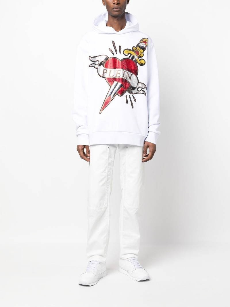 PHILIPP PLEIN heart & dagger rhinestone-embellished hoodie outlook