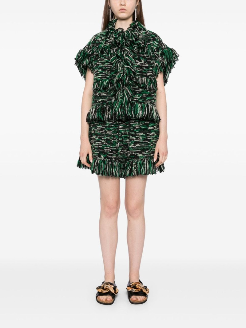 sacai fringed-edge knitted shorts outlook