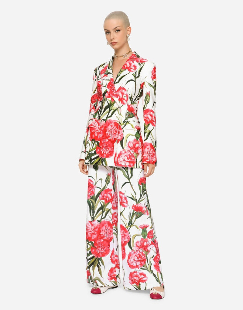 Dolce & Gabbana Carnation-print jersey Turlington blazer outlook