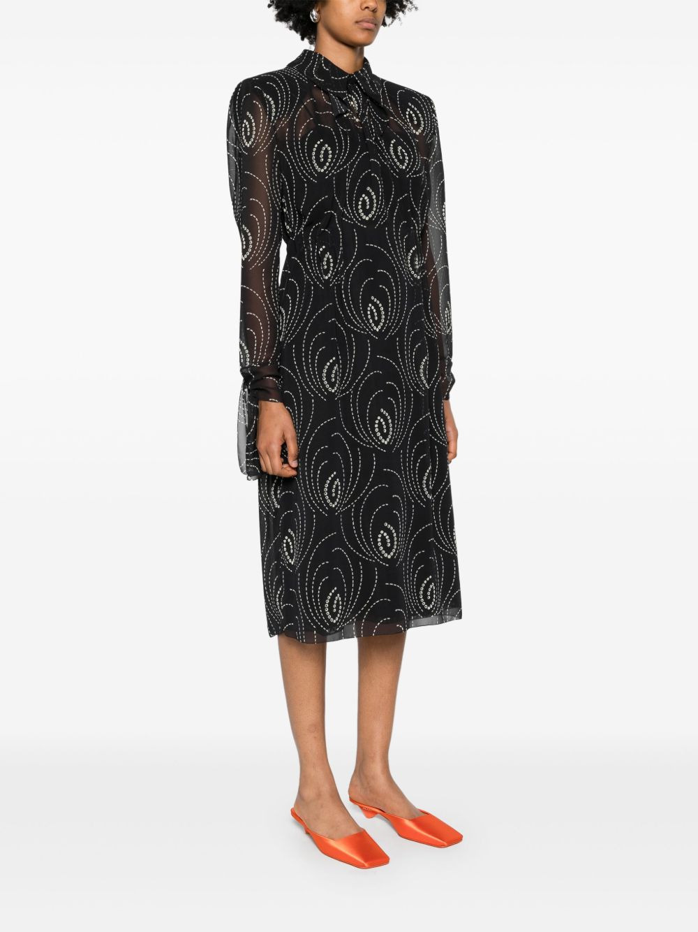 graphic-print chiffon midi dress - 3