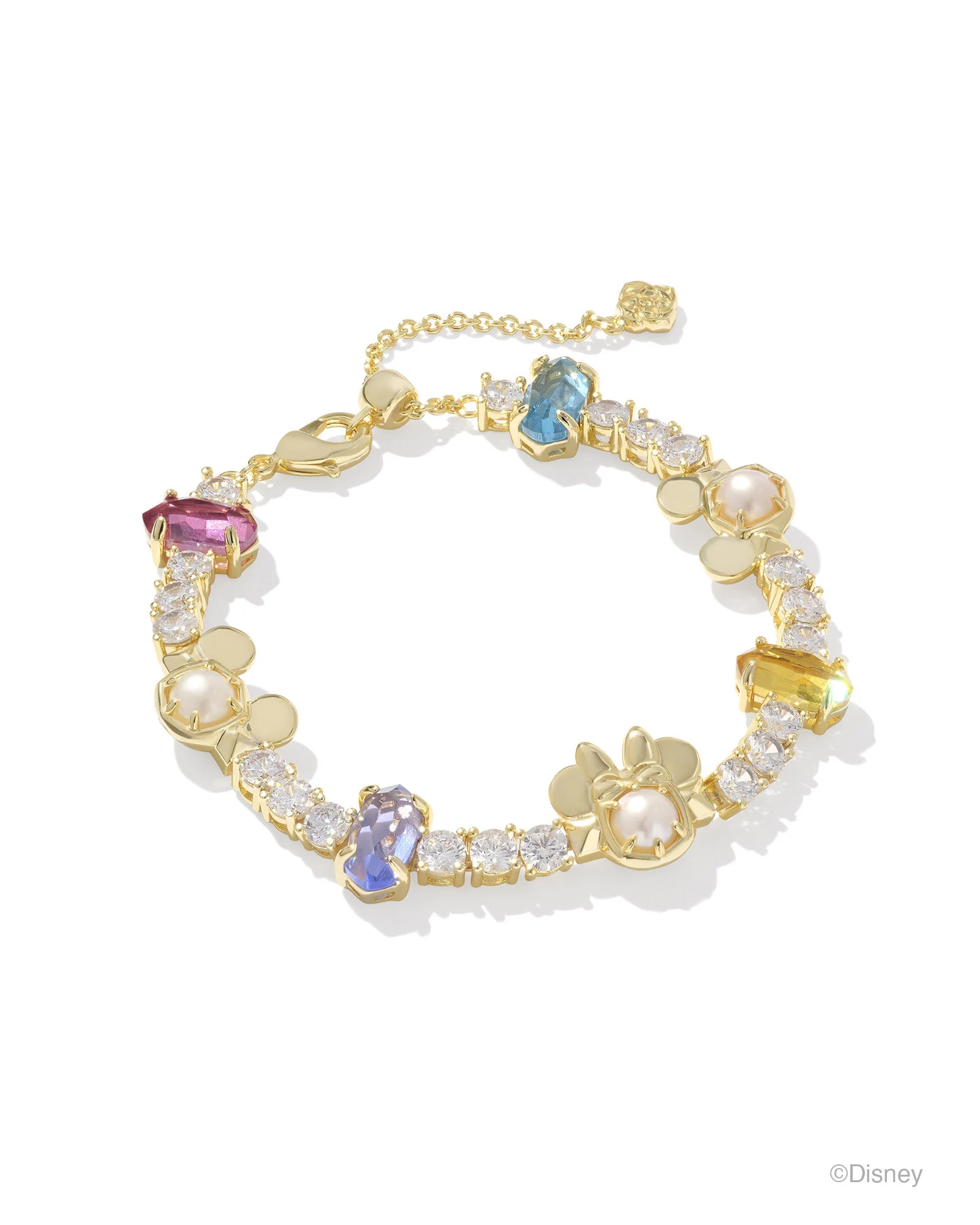 Disney | Kendra Scott Gold Mickey Mouse and Minnie Mouse Tennis Bracelet in Multi Mix - 1