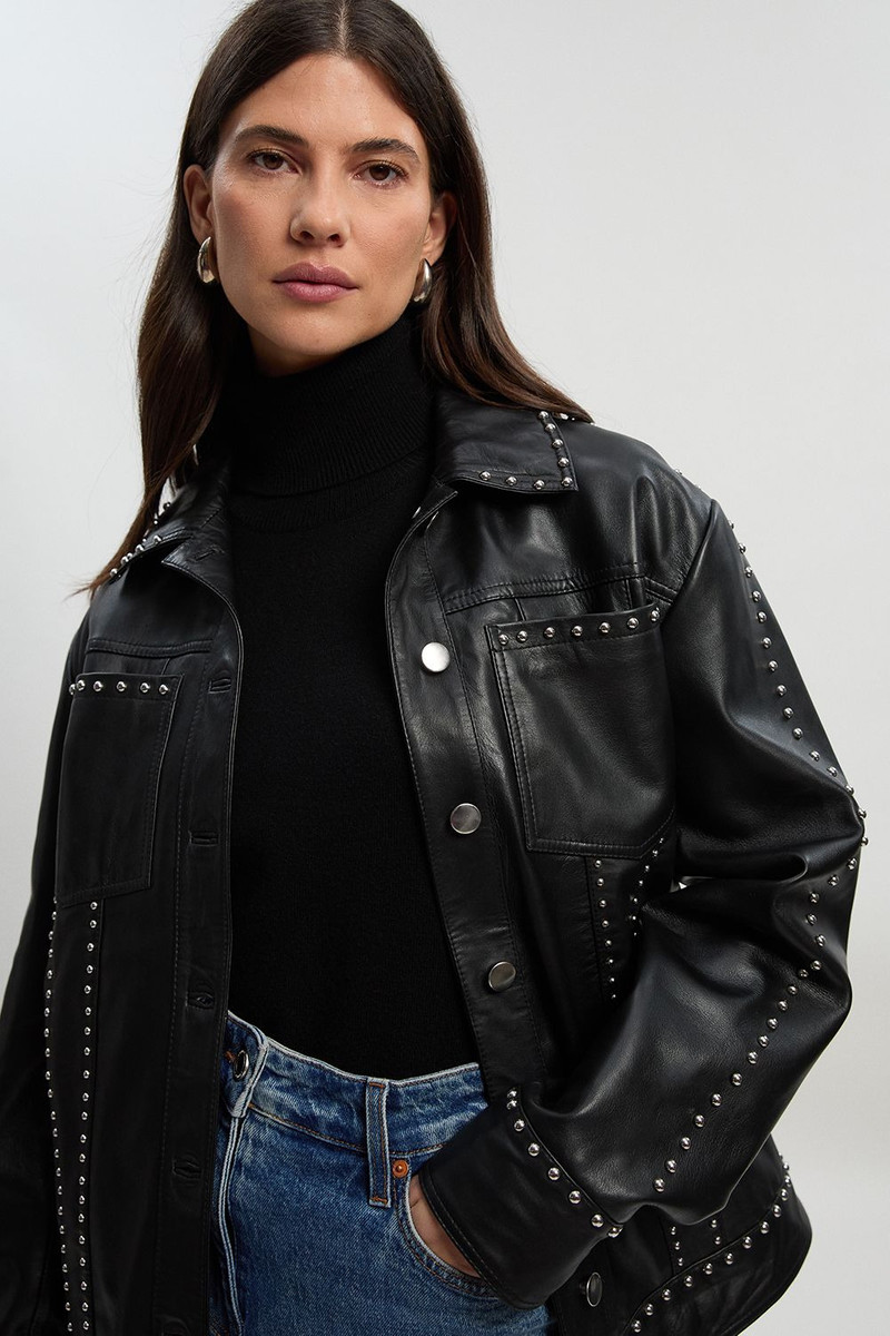 Studded Leather Tailored Jacket 1