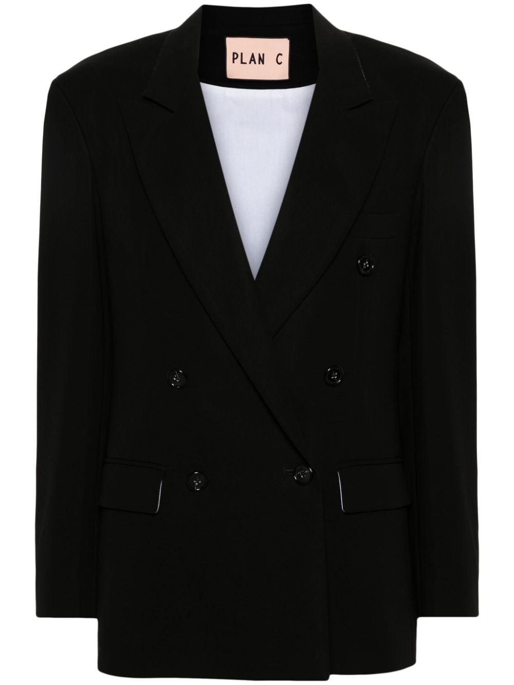 double-breasted cotton blazer - 1