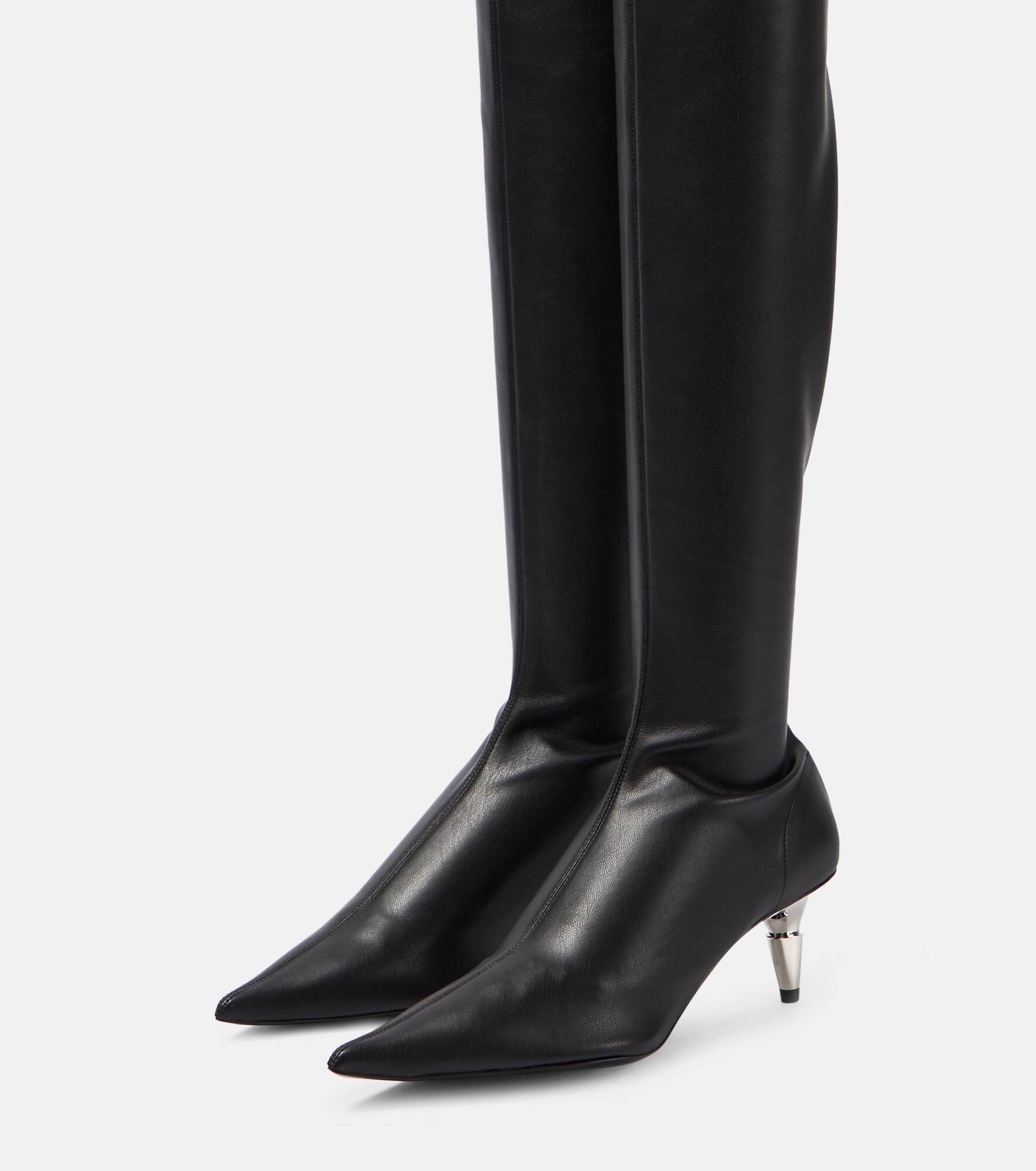 Spike leather over-the-knee boots - 5