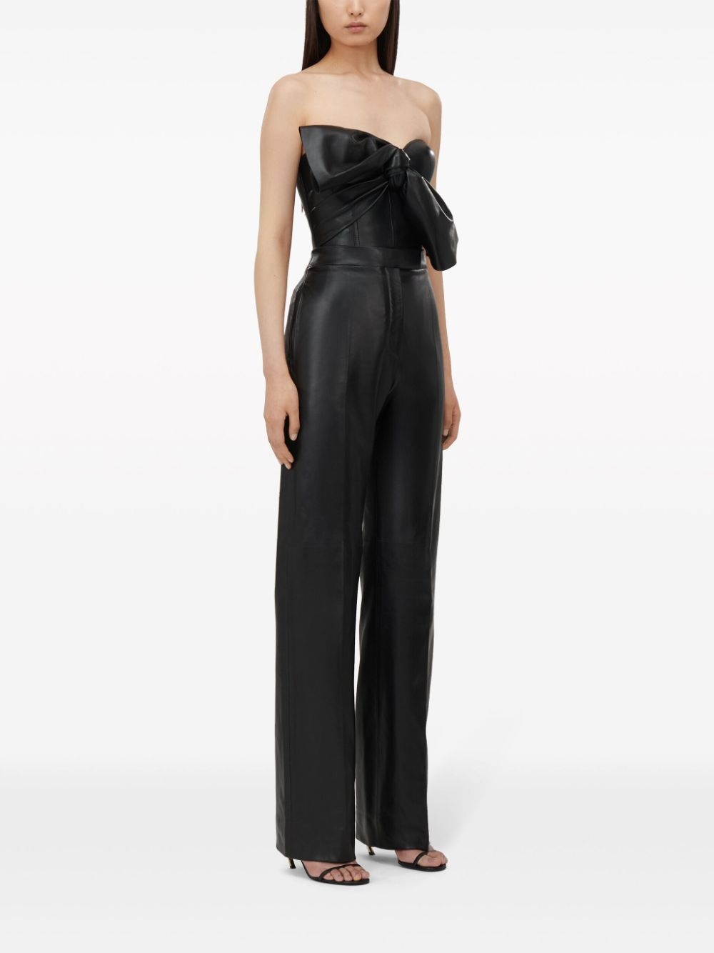 knotted-bow leather corset top - 3