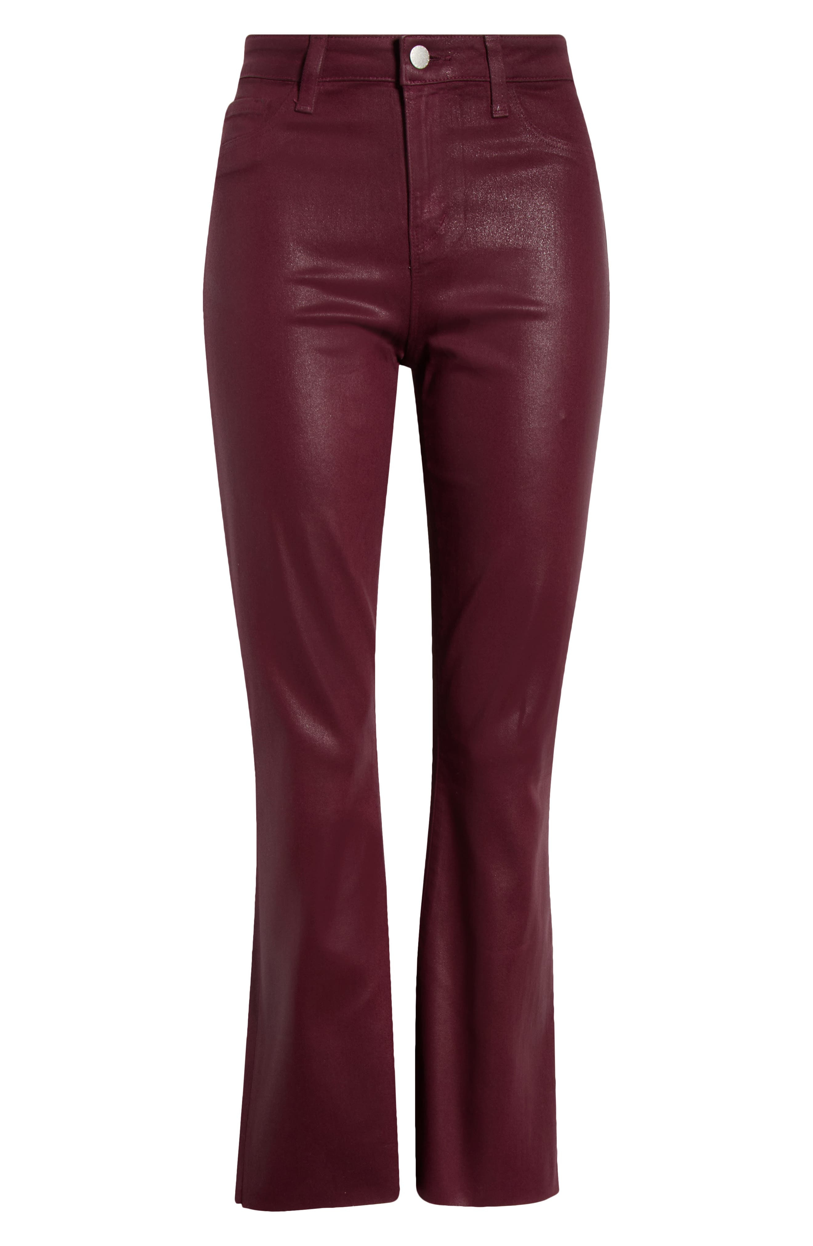 L'AGENCE Kendra Coated High Waist Crop Flare Jeans in Dark Port Coated at Nordstrom - 5