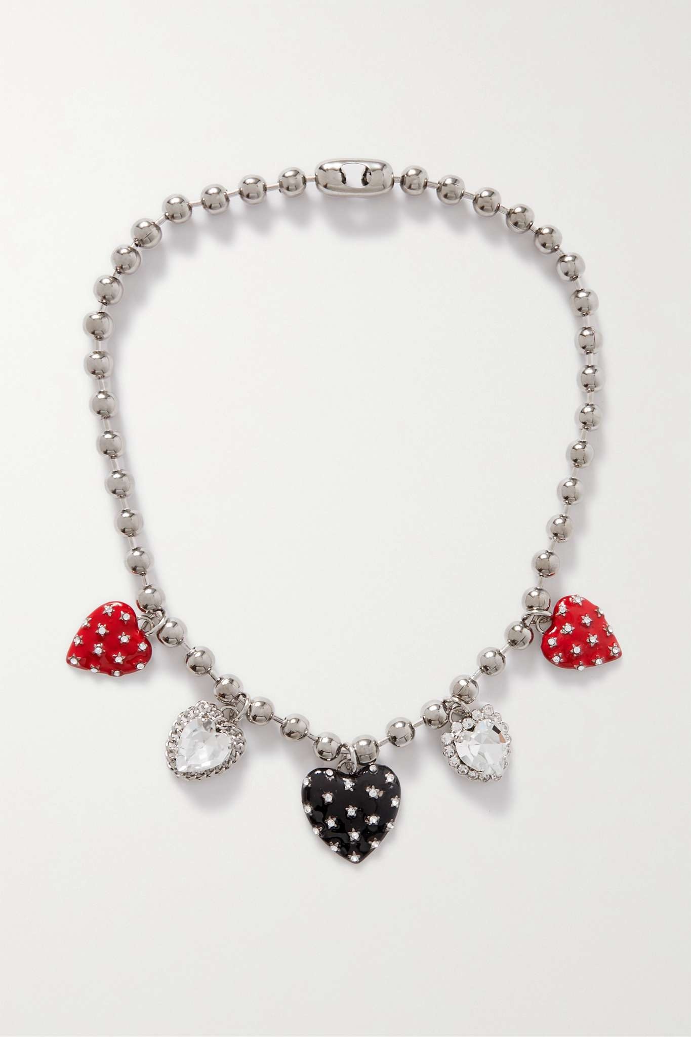 Silver-tone, crystal and enamel necklace - 1