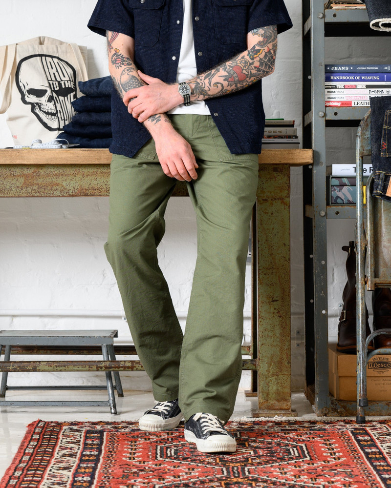IH-747-GRN 8OZ RIPSTOP BAKER PANTS - ARMY GREEN 5