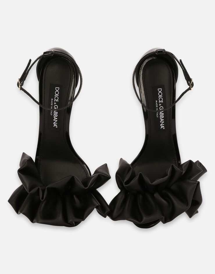 Polished calfskin sandals with ruching - 4